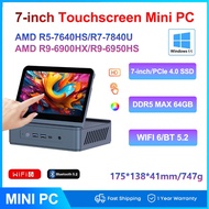 Sibolan AMD Ryzen 5 7-inch Touchscreen MINI PC 7640HS/R7 7840U/R9 6900HX/R9 6950HS DDR5 PCIe 4.0 WiF