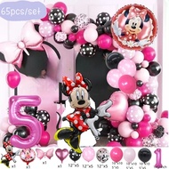 65Pcs Red Minnie-Themed Birthday Party Decoration Latex Balloons Aluminum Foil Balloon Set Family Bi