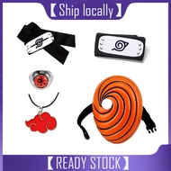 Anime Naruto Akatsuki Necklace Headband Mask Set Akatsuki Uchiha Itachi Cosplay Prop