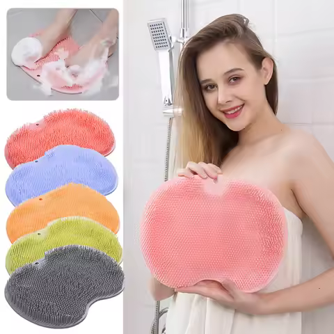 Silicone Foot Massage Pad Shower Mat Non-slip Wash Foot Pad Stick on Wall Surface Body Cleaning Tool