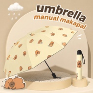 Cute Capybara Manual Umbrella Windproof UV Protection Foldable Umbrella Sun Rain Portable Travel