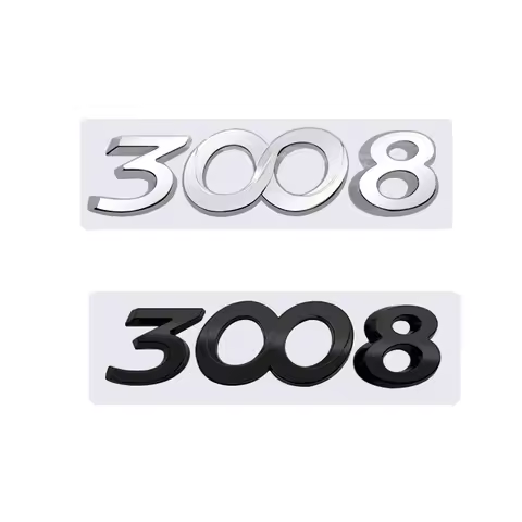 3D Glossy Black Chrome Silver Metal Logo Emblem Badge Decal Car Sticker for Peugeot 3008 Car Accesso