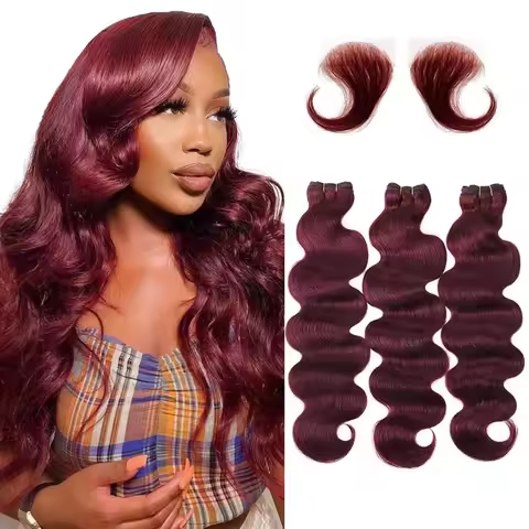 Burgundy 3 Bundles Human Hair Color #99J Body Wave Human Hair Braiding Hair For Boho Braids Human Ha