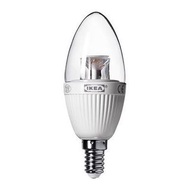 IKEA LEDARE LED bulb E14 400 Lumen, Dimmable, Chandelier Clear 宜家LED灯泡 E14 400流明, 暖光调节, 枝形灯, 透明