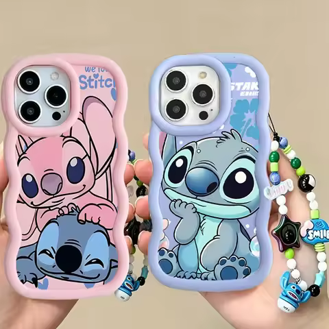 Pretty Cute Stitch Angel Chain Case For MotorolaMoto Edge 60 50 Funsion Pro G75 G22 E13 G32 G35 G22 