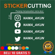 STICKER CUTTING STICKER SOCIAL ACCOUNT NAME MEDIA SOCIAL MEDIA INSTAGRAM FACEBOOK TWITTER YOUTUBE IG