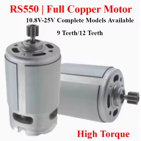 1pcs RS550 DC Motor 10.8/12/14.4/16.8/18/21/25V Micro Engine Electric Motors with 9/12 Teeth High To