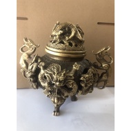 Bronze incense burner - Five Dragon Censer - 5 dragons