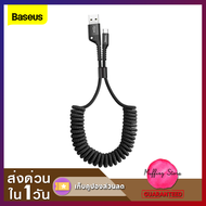 ส่งไว❗Baseus สายชาร์จในรถ iPhone iPad & Type-C ถักแบบขด ยืดได้ 1 เมตร สายชาร์จ Lightning Cable Type-