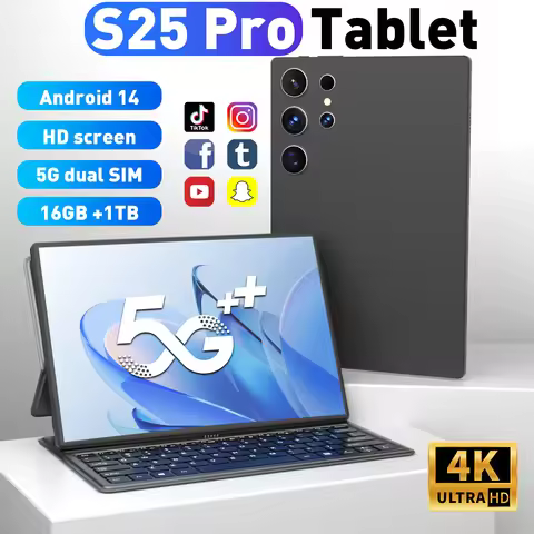 New S25 Pro 10.1-inch Tablet PC 4K Full Screen 16GB 1TB Snapdragon 8 Gen2 Android 14 Convenient Offi