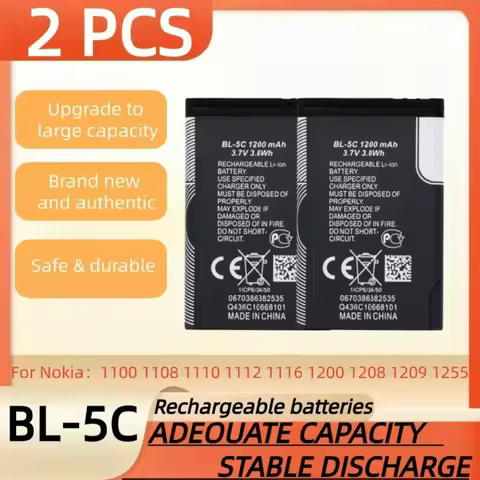 1-10PCS 3.7V 1200mAh Battery BL-5C BL5C BL 5C Rechargeable Batteries For 1100 1108 1110 1112 1116 12