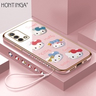 Hontinga เคสโทรศัพท์ OPPO A95 A74 4Gเคสมือถือลายการ์ตูน Hello Kitty สุดหรูทำจากโครเมียม TPU นิ่มคลุมทั้งหมดป้องกันกล้องเคสยางกันรอยสำหรับเด็กผู้หญิง