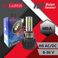 AYOTO Lampu LED Motor Depan Matic Bebek Soket H6 M6A 6sisi arus AC DC 30+30 Watt Dengan Kipas Pendin