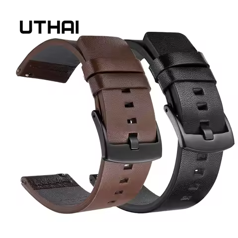 UTHAI Leather Watch band Strap for Samsung Galaxy Watch 42 46mm Gear S3 Sport WatchBand Quick Releas