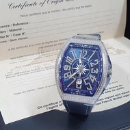 【大眾名錶】Franck Muller 法蘭克穆勒 未使用新品 V45 SC DT 精鑲鑽石錶圈/時標藍色數字面盤 B488