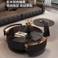 New Chinese Style Black Glass Coffee Table Italian Minimalist Slate Living Room Household Light Luxu