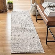Safavieh Tulum Collection TUL270A Boho Moroccan Distressed Runner, 2' x 9', Ivory/Grey