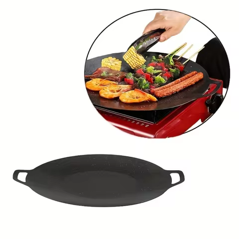 Grill Pan Korean Round Non-Stick Barbecue Plate BBQ Grill Outdoor Travel Camping Frying Pan Barbecue