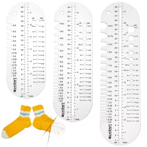 Sock Ruler Knitting Crochet Size Measurement Hook Gauge 7/9/11 Inch Clear Acrylic Crochet Ruler Need