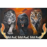 Print Painting, THREE TIGER, JUMBO Size, 100x70cm & 150x100cm & 200x100cm/ Print Poster/ Wall Decora
