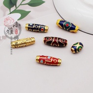 Tibetan alluvial gold nine-eye Dzi beads passerby Tibetan Sand gold nine-Eyed Dzi beads Passepartout