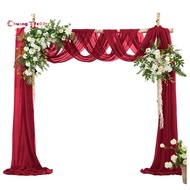 For Wedding Arch Drapery Fabric 29.5 Inch X 26.25 Feet Wine Red Drape for Wedding Ceremony Sheer Cur