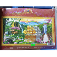 [HCM]Tranh thêu chữ thập phong cảnh thuận buồm xuôi gió E70 (tranh thêu kín) - kích thước 100 * 55