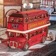 Rolife London Tour Bus 3D Wooden Puzzle Assembly Model TGM02 - London Robotime 2-decker red Bus