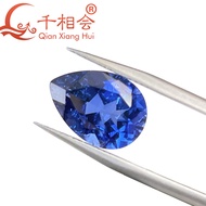 Pear shape Natural Cut Lab Grown Royal Blue And Cornflower Blue Sapphire Corundum Loose Gemstone Wit