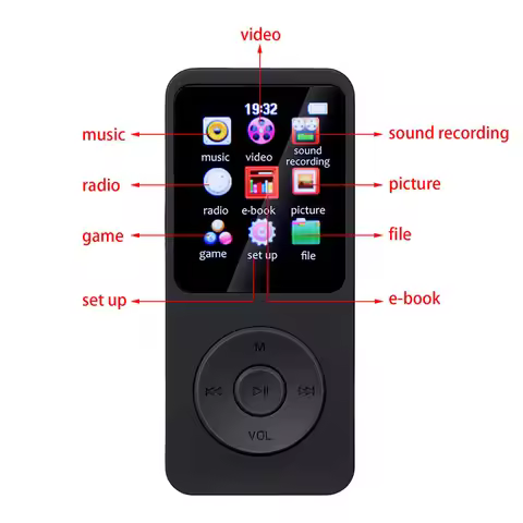 MP3 Player 1.8 in Screen Bluetooth-Compatible5.0 Music Stereo Player Support FM Radio E-Book Recordi