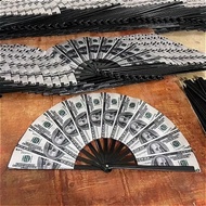 1pc/2pcs The Plastic Folding Fan Design of The US Dollar Bill Is Portable and Durable Suitable for G