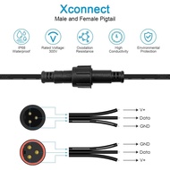 ALITOVE 3 Pin Waterproof Electrical Connectors Xconnect Pigtail 18AWG 6in/15cm Extension Cable Compa