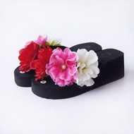 Du Lịch Mùa Hè Chống Trơn Trượt Bãi Biển Nữ Dép Thông Khối Màu Cá Tính Bãi Biển Hoa Gót Dày Ngày Lễ