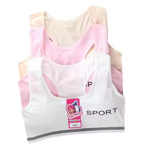 Young Girls Development Tank Top Bras - Removable Padded Sports Training Underwear for Teenage Girls