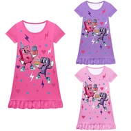 82874 Kids Girls Steal a Brainrot 67 Print Short Sleeves Dress