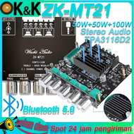 ZK-MT21 Papan Power Amplifier Subwoofer 2.1 Channel Penguat Saluran Bluetooth 50W X 2 + 5.0 W 100W 5.0 Modul Penguat Daya Digital Papan Amplifier Speaker Audio Bluetooth Mini Digital Papan Power Amplifier Subwoofer