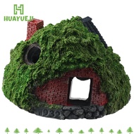 YUEJI Hobbit House, Simulation Thatched House Aquarium Decoration, Reptile Resin Betta Hideout Cave 