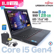 โน๊ตบุ๊ค Fujitsu Lifebook A744 Core i5 Gen4 /RAM 4-8 GB /HDD 320GB/SSD 120 GB ขนาด 15.6 นิ้ว HD Webc