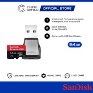 SanDisk Extreme Pro 64GB 275MB/s Micro SD Card SDXC UHS-II U3 (SDSQXPJ-064G-GN6M3)