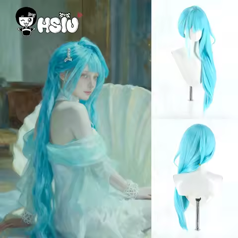 L.l. Cosplay Wig Fiber synthetic wig「HSIU」80cm Light blue long Wig+Wig cap Party Wig Game Path to No