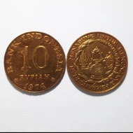 UANG KOIN 10 RUPIAH TABANAS KUNING 1974 CUCIAN KINCLONG