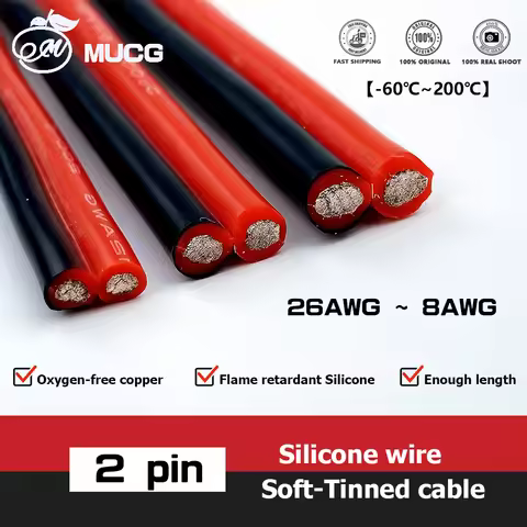 2 Pin Cable or Black Red Silicone Wire Automotive Led Lamp Electric Cables 26 24 22 20 18 AWG 18AWG