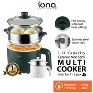 IONA 1.2L Ceramic Mini Non Stick Multi Cooker With Steamer | Multi Function Small Rice Cooker Hotpot 多功能 电煮锅 - GLMC1812