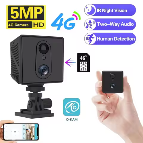 64GB Mini Camera 4G SIM Card or Wifi 5MP Survalance IP Camera 3000 mAh Big Battery Low Power Voice I