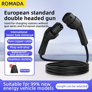 Romada Type 2 to Type 2 Ev Charging Cable 16a 32a 3-phase 11kw 22kw Fast Charge for Charging Station