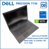 DELL PRECISION 7730 INTEL i7-8850H NVIDIA Quadro P5200 16GB RAM32GB NVMe 1TB 8 used Workstation โน๊ตบุ๊คทำงาน