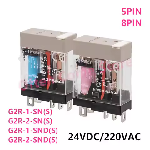5Pcs New Original G2R-1-SN(S) 24VDC G2R-2-SN(S)-24VDC G2R-1-SN AC220 G2R-1-SND(S) DC24V AC220V 5PIN 