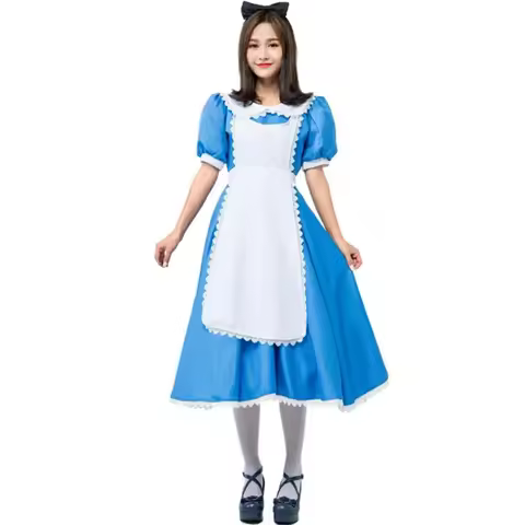 Alice In Wonderland Costume Blue Apron Lolita Dress Maid Cosplay Carnival Costumes For Adult Women J
