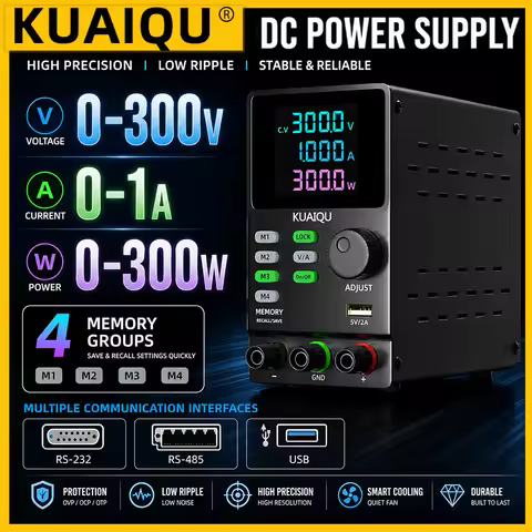 KUAIQU 300V 1A 300W Adjustable Lab DC Power Supply 200V/120V/60V/30V Voltage Regulator M1/M2/M3/M4 O