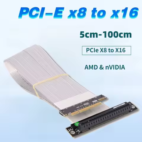 ADT-Link PCIe 5.0 4.0 3.0 X8 To X16 Extension Riser Cable PCI Express PCI-E 8x 16x For AMD NVIDIA Gr